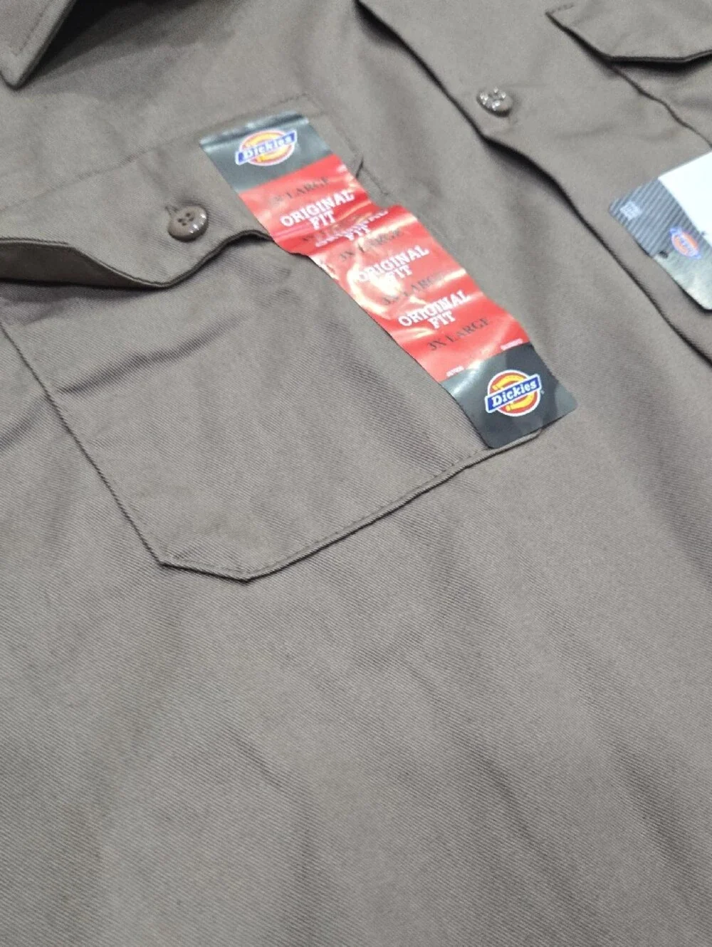 Dickies Men’s Short Sleeve Button-Up Shirt - Olive Brown